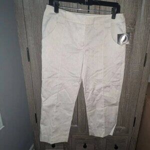 *3 FOR $9* NEW Apostrophe Taupe Wide Loop Cropped Pin Stripe Capri Ankle Pants